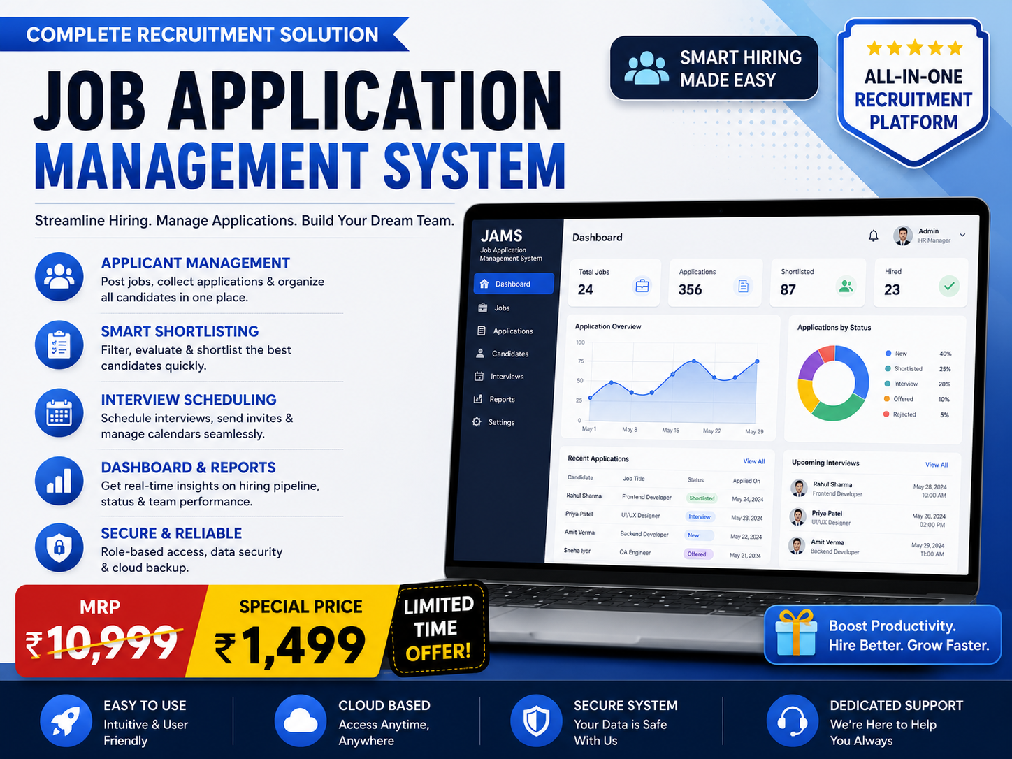 Job Application Management System (JAMS) – Complete Recruitment and Applicant Tracking Solution for Modern Hiring